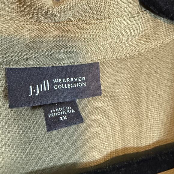 J.Jill Shirt Womens 3X XXXL Green Button Up Flowy Bohemian Plus Size Blouse - Picture 4 of 10